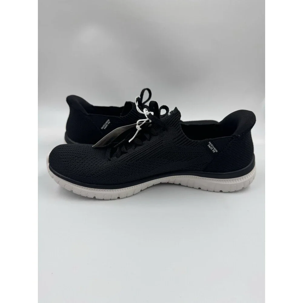 New Skechers Women Black Virtue Swift Fit Sneaker Hands Free Memory Foam 10